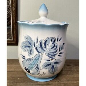 VTG Mid Century Blue Heaven 3041 Lefton Japan Cookie Jar Canister W/ Lid HTF